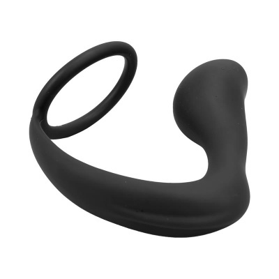 Anel preto em silicone com design curvo e superfície lisa