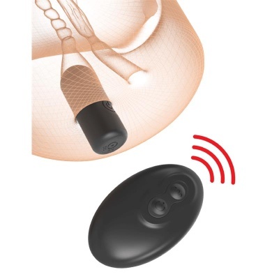 Dispositivo vaginal preto com controlo remoto preto e sinal de rádio