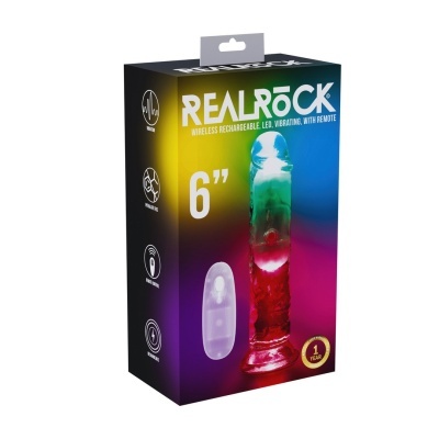 Caixa de vibrador realista transparente colorido com controlo remoto e caixa colorida