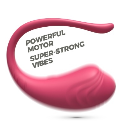 Produto rosa em forma curva com texto POWERFUL MOTOR SUPER-STRONG VIBES.