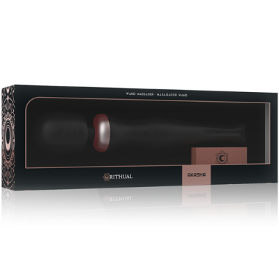 Embalagem preta com massageador varinha preto e vermelho da marca RITHUAL modelo AKASHA