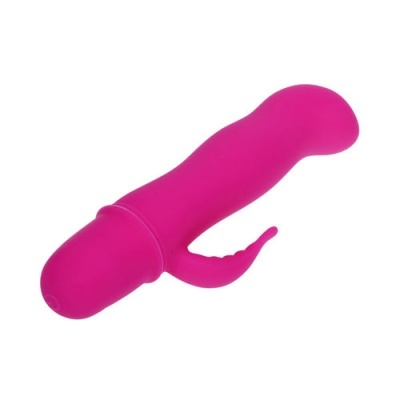 Vibrador rosa em silicone com estimulador adicional