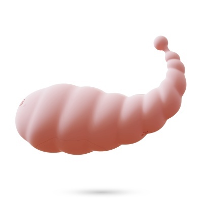 Brinquedo adulto de silicone rosa com design ondulado