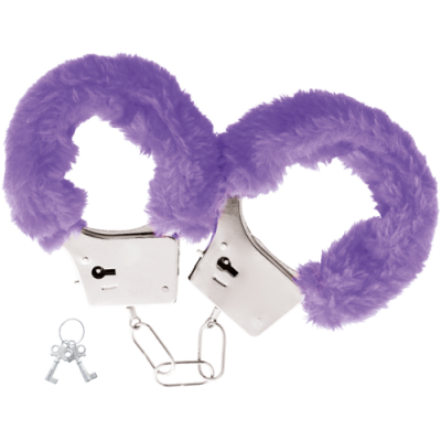 Algemas metálicas prateadas com revestimento roxo de pelo