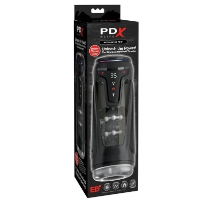 Embalagem do PDx Elite Moto-Bator Pro com imagem do aparelho e texto promocional