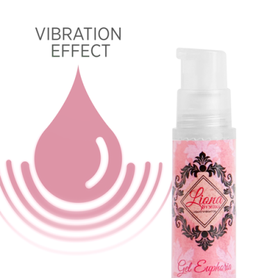 Frasco de gel rosa com doseador e texto VIBRATION EFFECT
