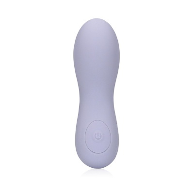 Vibrador de silicone lilás com botão de ligar