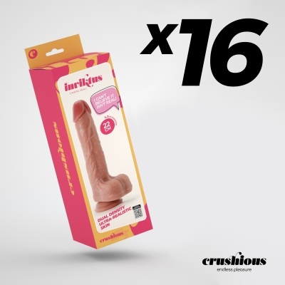 Embalagem de dildo realista Inviktus com texto I CANT BELIEVE IT ISNT REAL! e número x16.