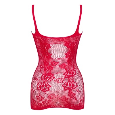 vestido curto vermelho de red com padrão floral e alças finas