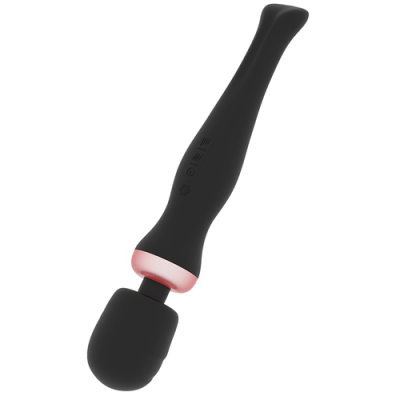 Massageador pessoal preto com detalhes rosa