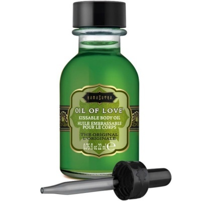 Frasco verde de óleo corporal com tampa preta e conta-gotas