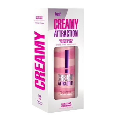 Embalagem de creme hidratante CREAMY ATTRACTION 100 ml branco e rosa