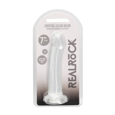 Dildo transparente tipo cristal com ventosa em embalagem plástica