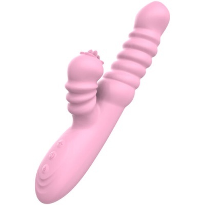 Produto adulto cor-de-rosa com textura e botões de controlo