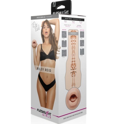 Caixa de Fleshlight Girls com imagem de mulher e diagrama do produto