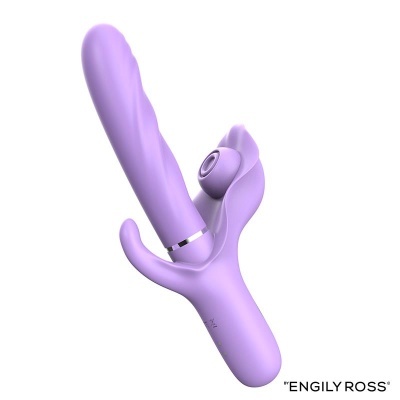 Vibrador roxo em fundo branco com marca ENGILY ROSS