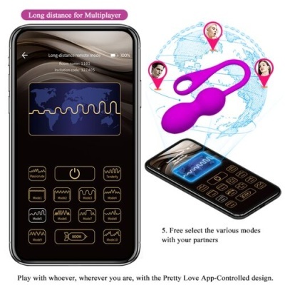 Dispositivo tecnológico inteligente com controlo remoto via aplicação móvel e dispositivo sexual roxo conectado