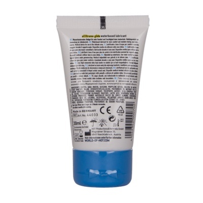 Frasco branco com tampa azul de lubrificante eXTreme glide