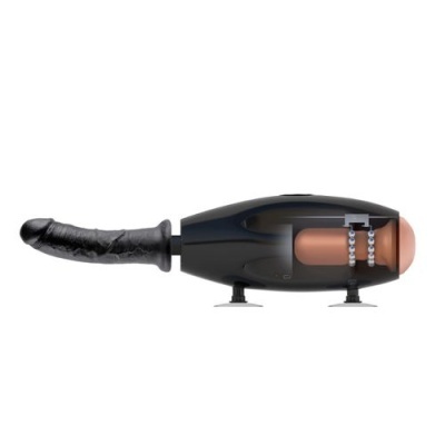 Dispositivo sex toy preto com ventosas e pênis preto