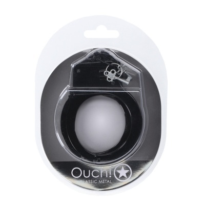 Algemas de metal preto em embalagem transparente com rótulo Ouch! Classic Metal