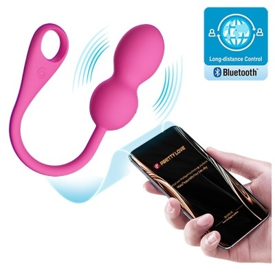 Produto sexual vibratório rosa com controlo via app no telemóvel