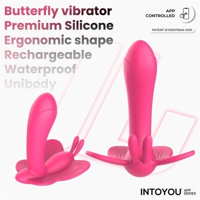 Vibradores cor-de-rosa de silicone com design ergonómico tipo borboleta