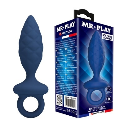 Plug anal azul escuro com embalagem azul MR PLAY