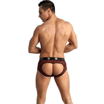 Cuecas jockstrap masculinas vermelho e preto com cinto elástico ANAIS vista de costas