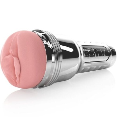 Dispositivo sexual masculino prateado com revestimento rosa em silicone moldado em boca