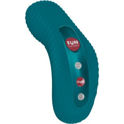 Dispositivo em silicone verde-azulado com botões vermelhos FUN FACTORY