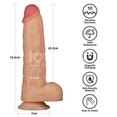Vibrador em formato de pénis cor pele claro com base de ventosa
