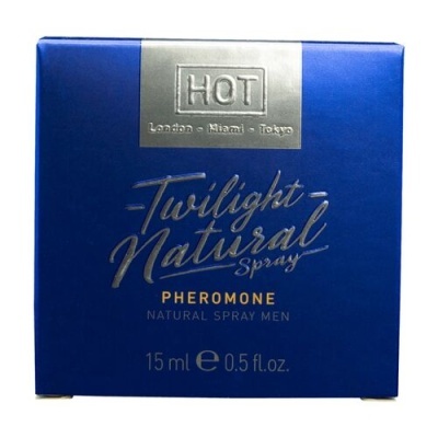 Embalagem azul com texto prateado e dourado do spray para homens, 15 ml.