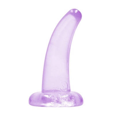 Objeto translúcido roxo curvo com base larga