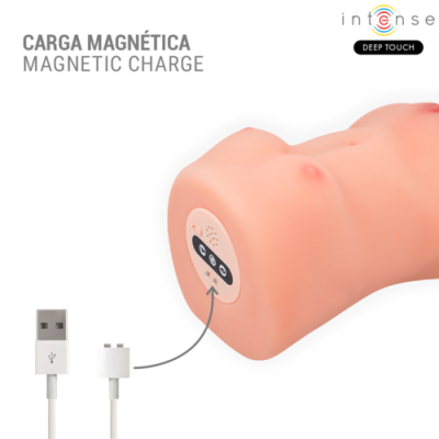 Torso em pele sintética cor de pele com carga magnética e cabo USB branco