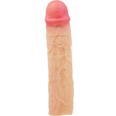 Objeto cor de pele com ponta rosa, textura veias, fundo branco