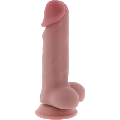 Produto em forma de pênis cor pele em silicone com base circular