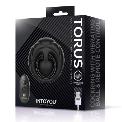 Embalagem preta de anel vibratório TORUS com controlo remoto e carregamento USB