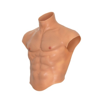 Máscara de torso masculino em silicone cor de pele com detalhes musculares