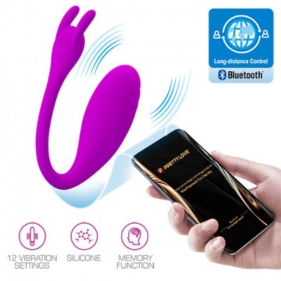 Vibrador roxo em silicone com controlo por smartphone e Bluetooth