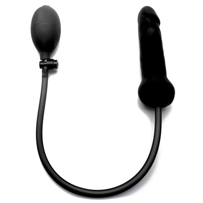 Dispositivo preto com bomba de ar e peça cilíndrica em silicone