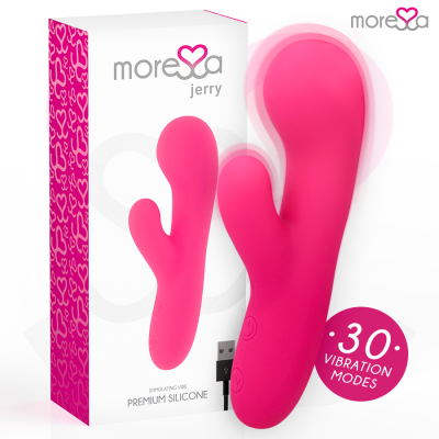 Vibrador rosa premium de silicone com embalagem branca e rosa
