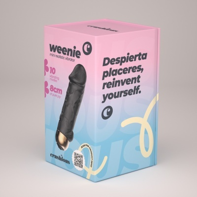 Caixa de mini vibrador realístico com cores rosa e azul