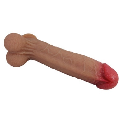 Dildo realista com detalhes em cor pele e glande rosada