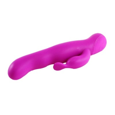 Vibrador cor-de-rosa em silicone com design anatómico e estimulador adicional