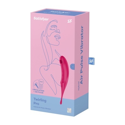 Embalagem rosa e azul de vibrador híbrido Air Pulse Satisfyer Twirling Pro