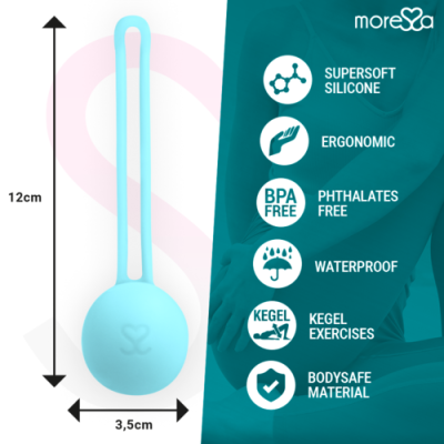 Produto esférico azul claro de silicone para exercícios de Kegel com alça alongada
