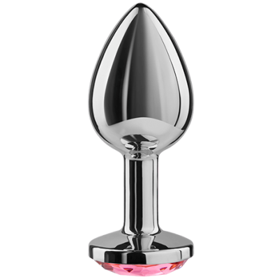 Plug anal metálico com joia rosa