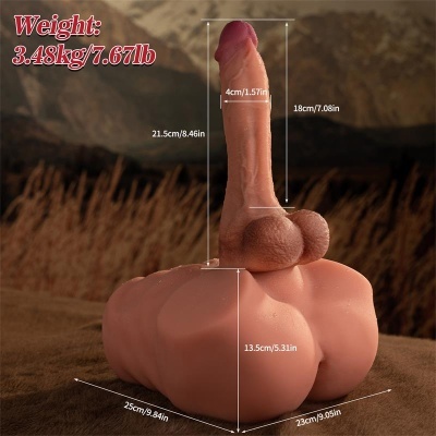 Boneca masculina anatômica realista com medidas e peso indicados