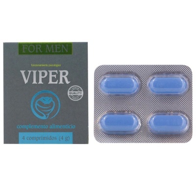 Embalagem VIPER FOR MEN com 4 comprimidos azuis em blister