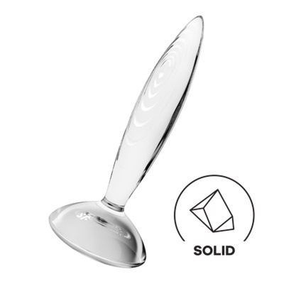 Plug anal de vidro transparente com base e símbolo sólido